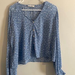 Sheer blue polka dot top